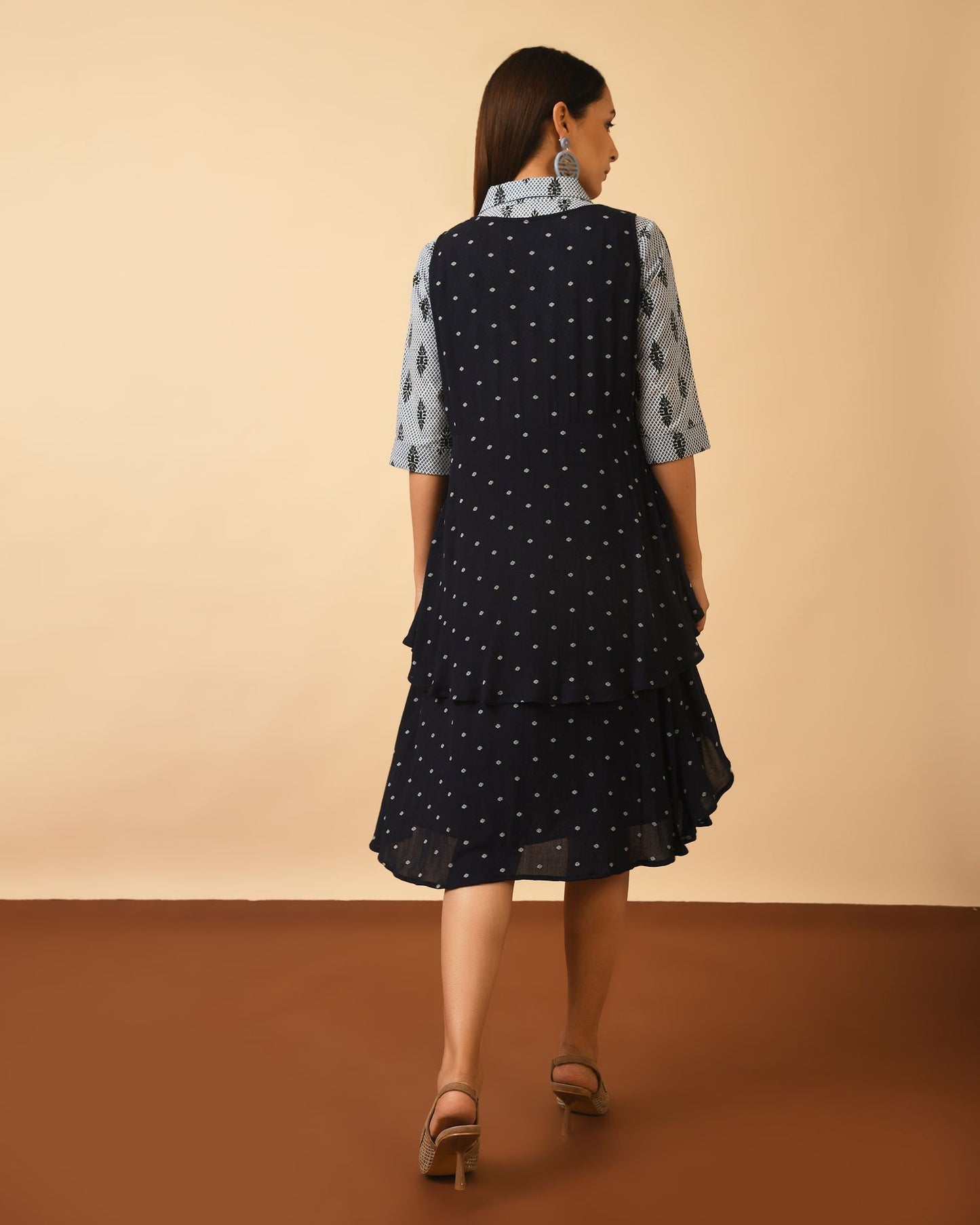 Cotton Shirt Dress with Shrug Jacket