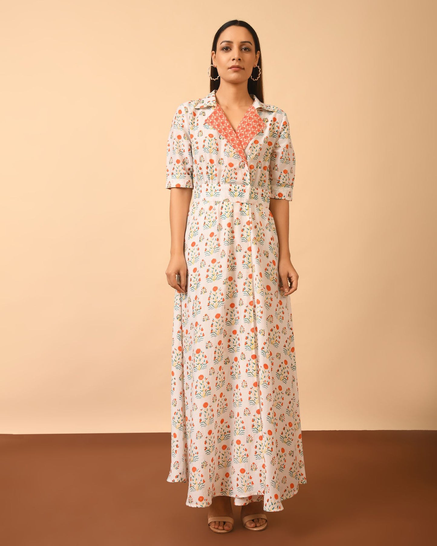Contrast Collar Overshirt with Pants