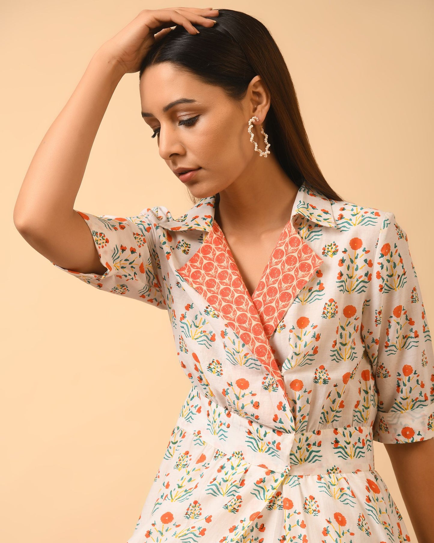 Contrast Collar Overshirt with Pants