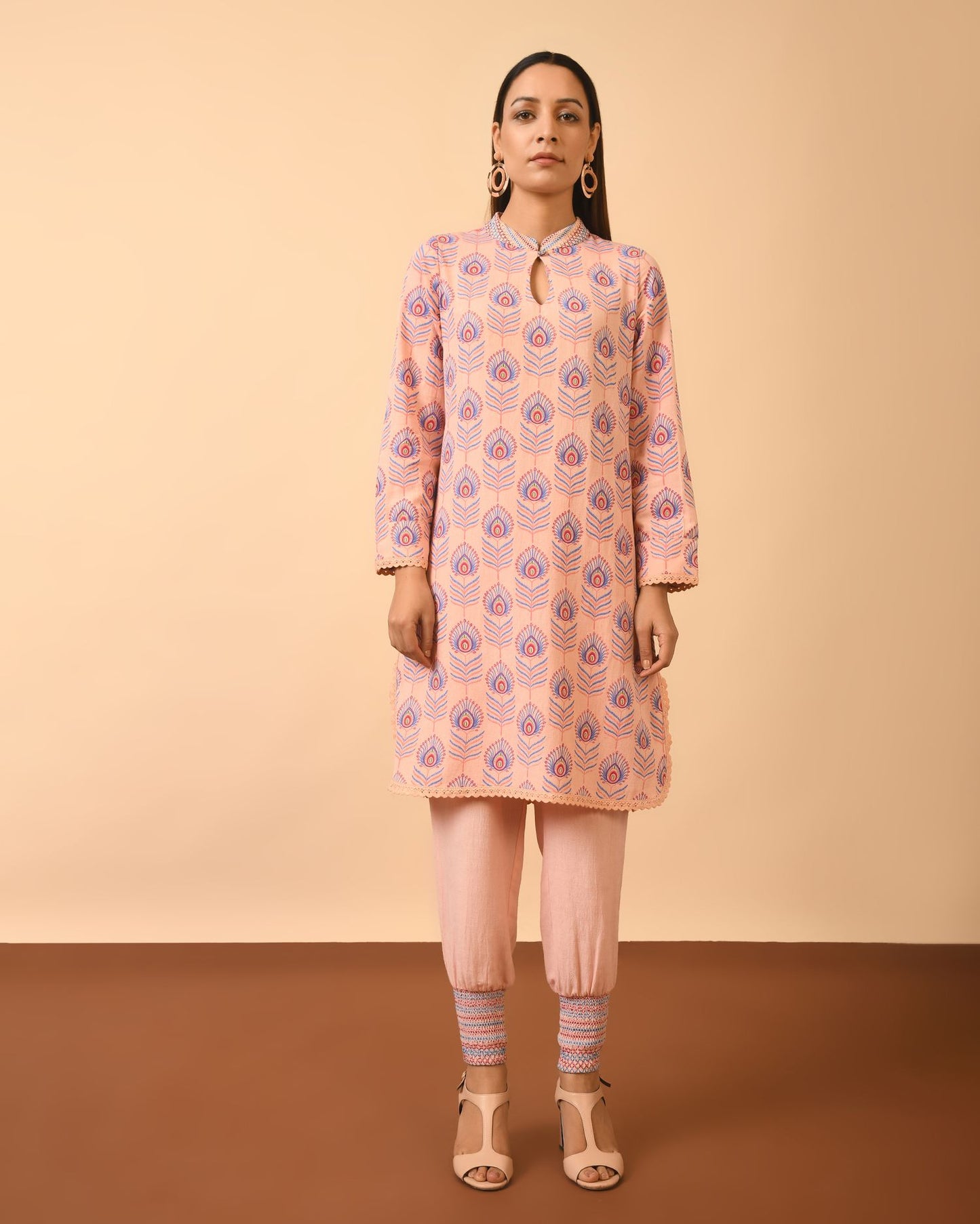 Collar Kurta with Smocked Pant