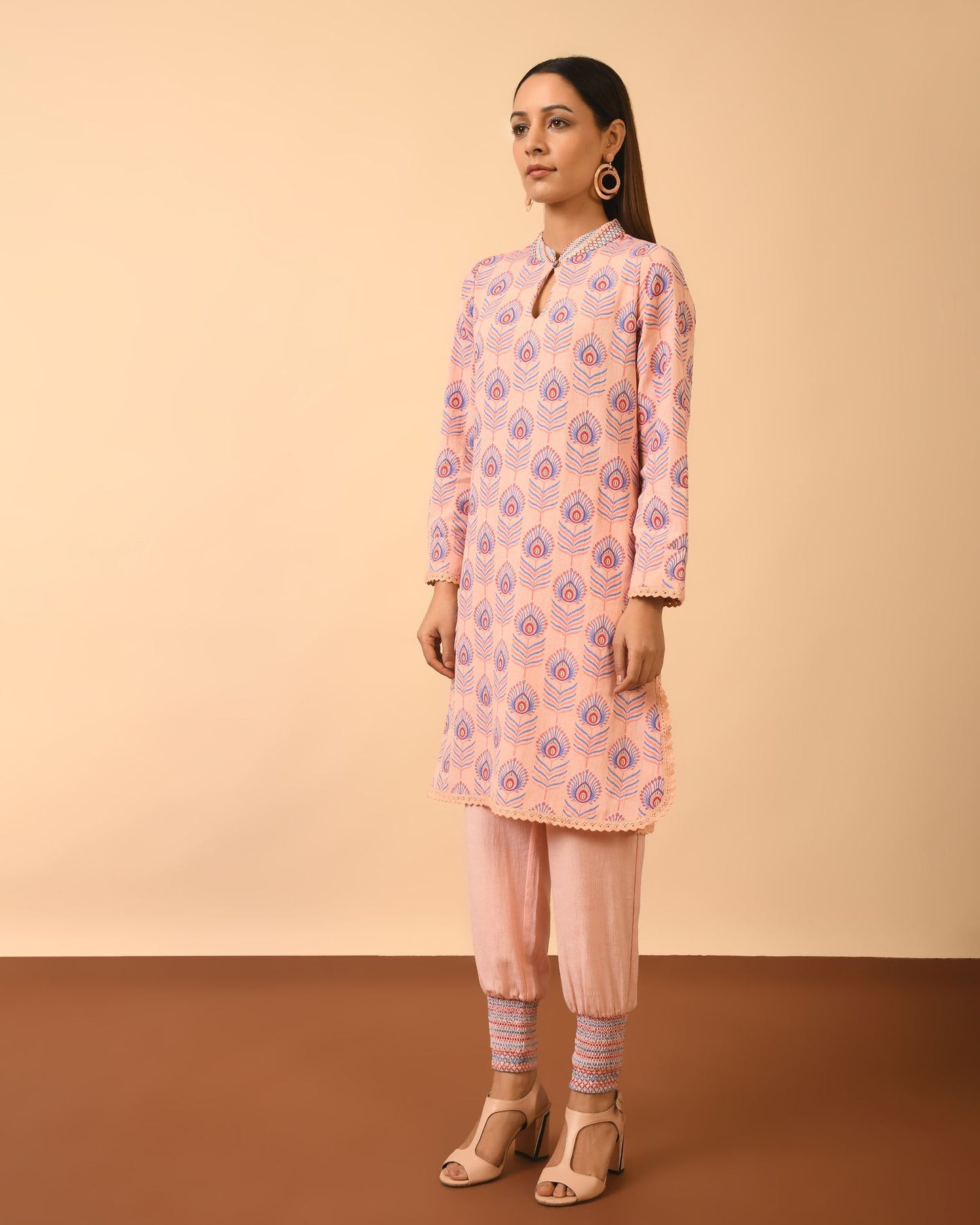Collar Kurta with Smocked Pant