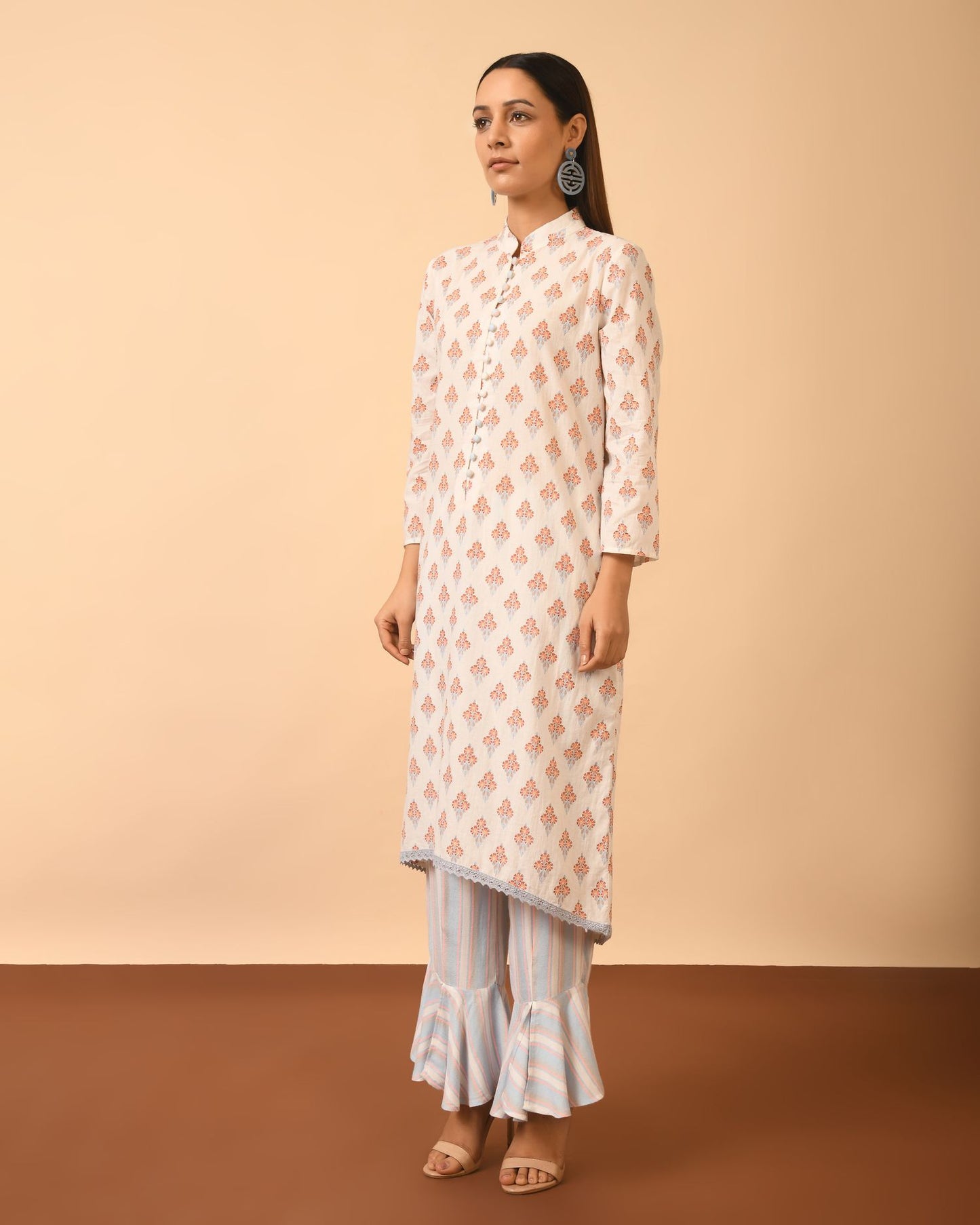 Cotton Print Kurta with Bell Bottom Pant