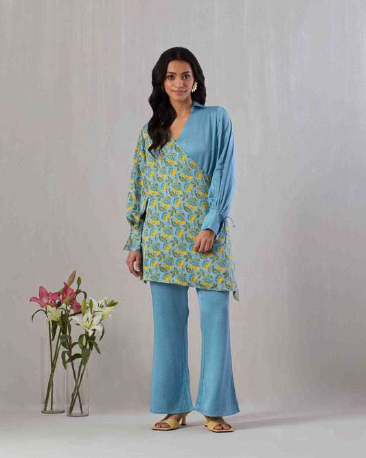 Printed Wrap Top & Boot cut Pants