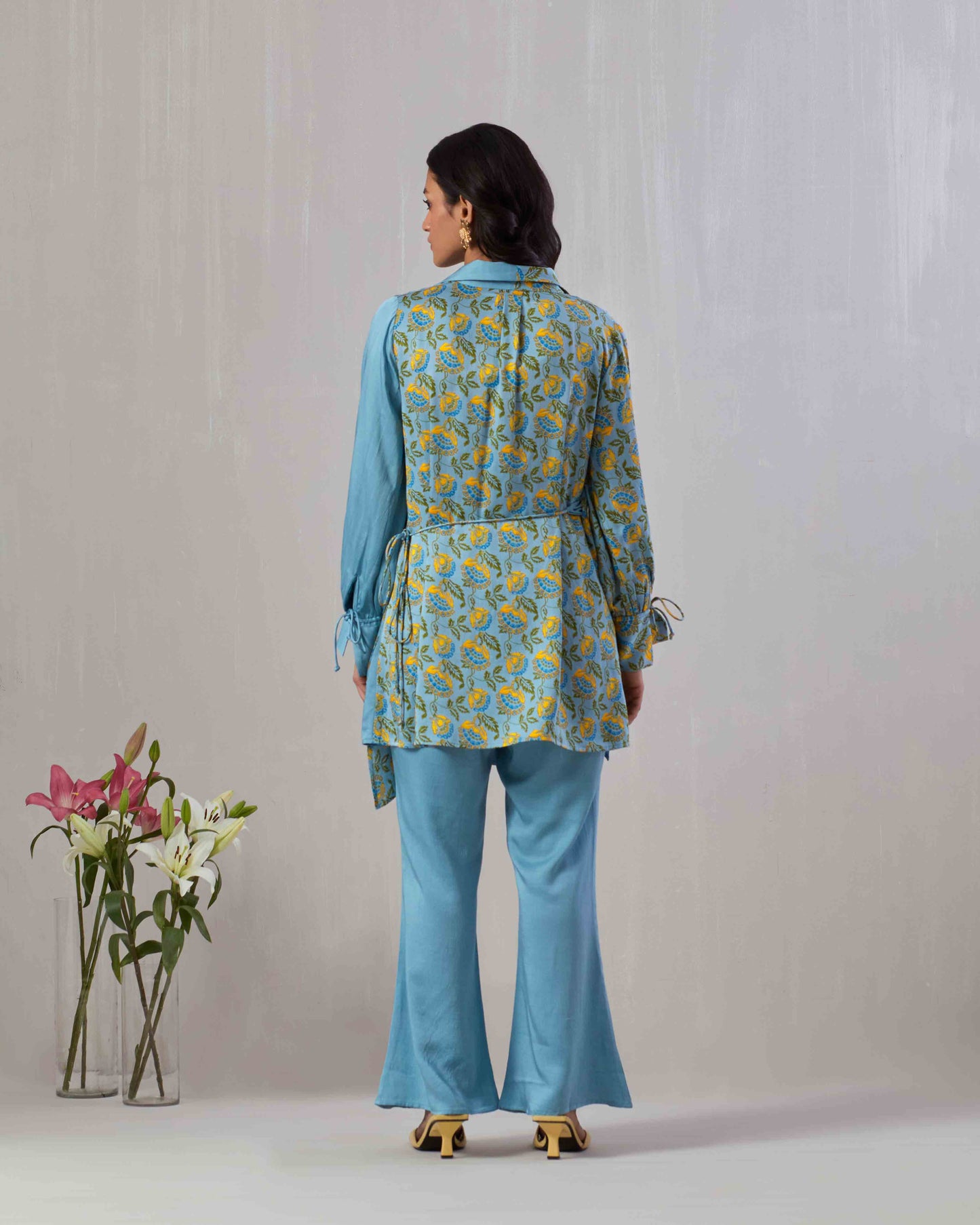 Printed Wrap Top & Boot cut Pants