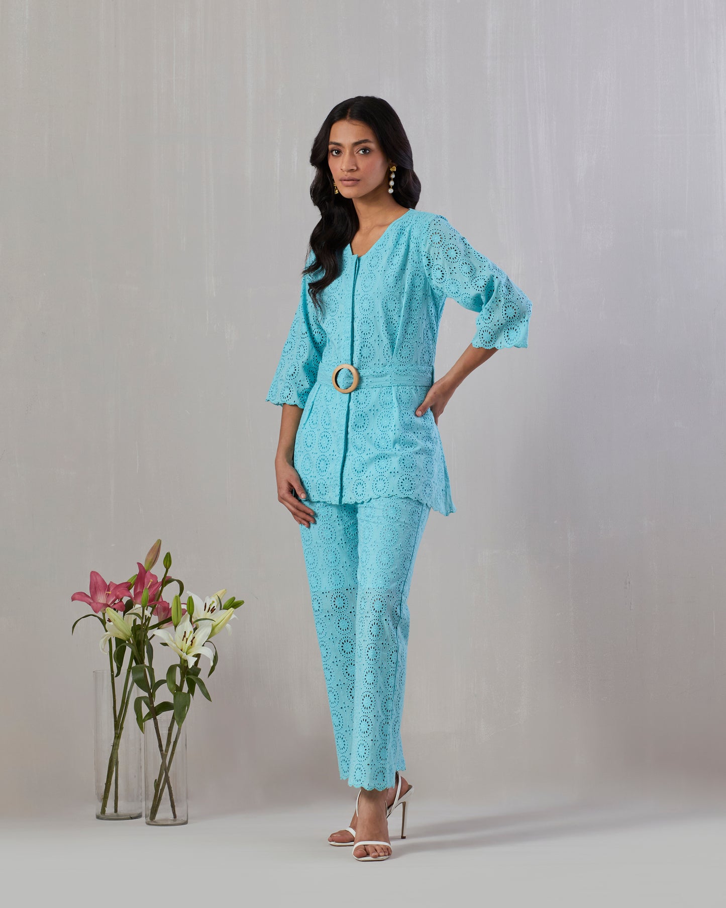 Blue Broderie Anglaise Co-ord set