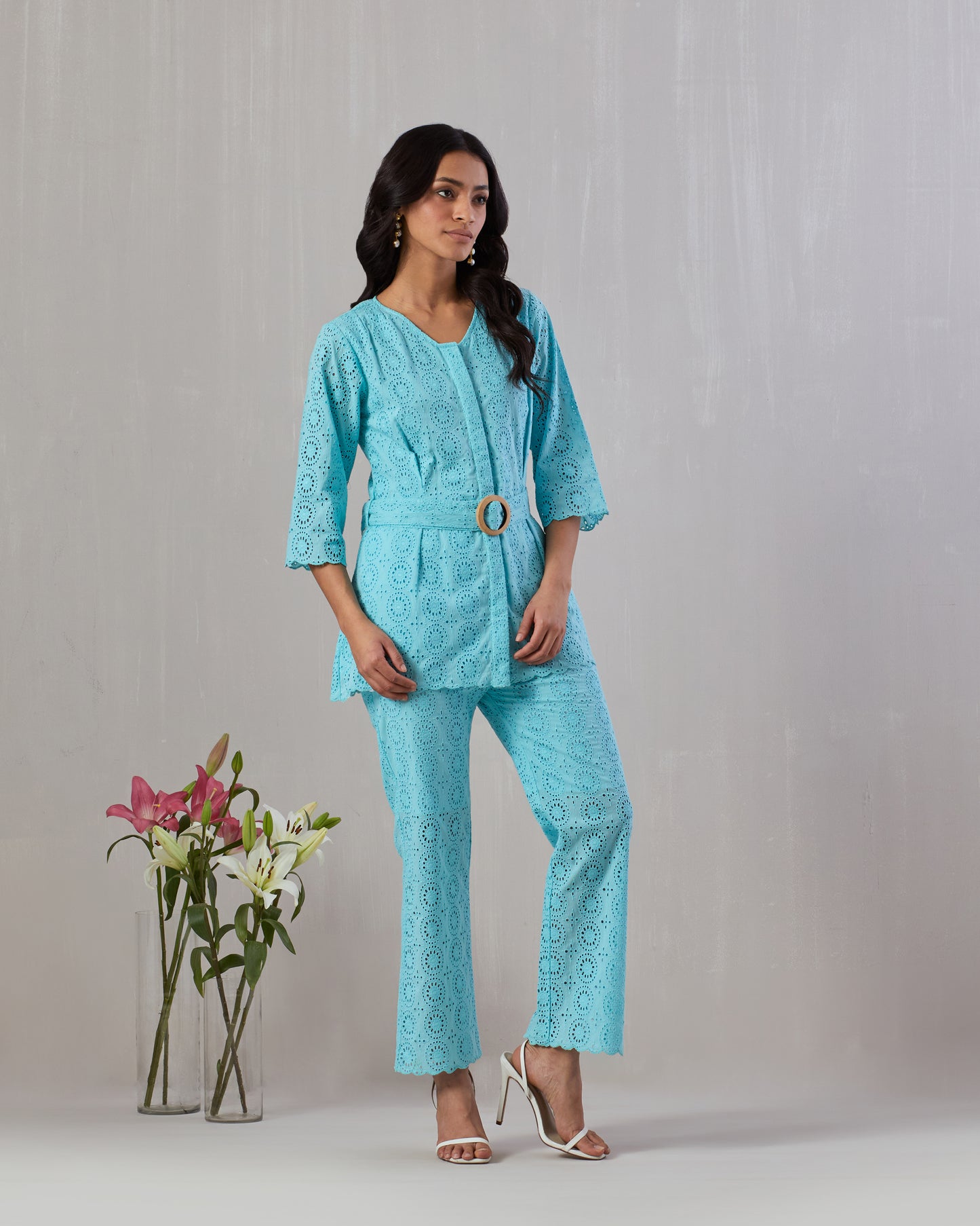 Blue Broderie Anglaise Co-ord set