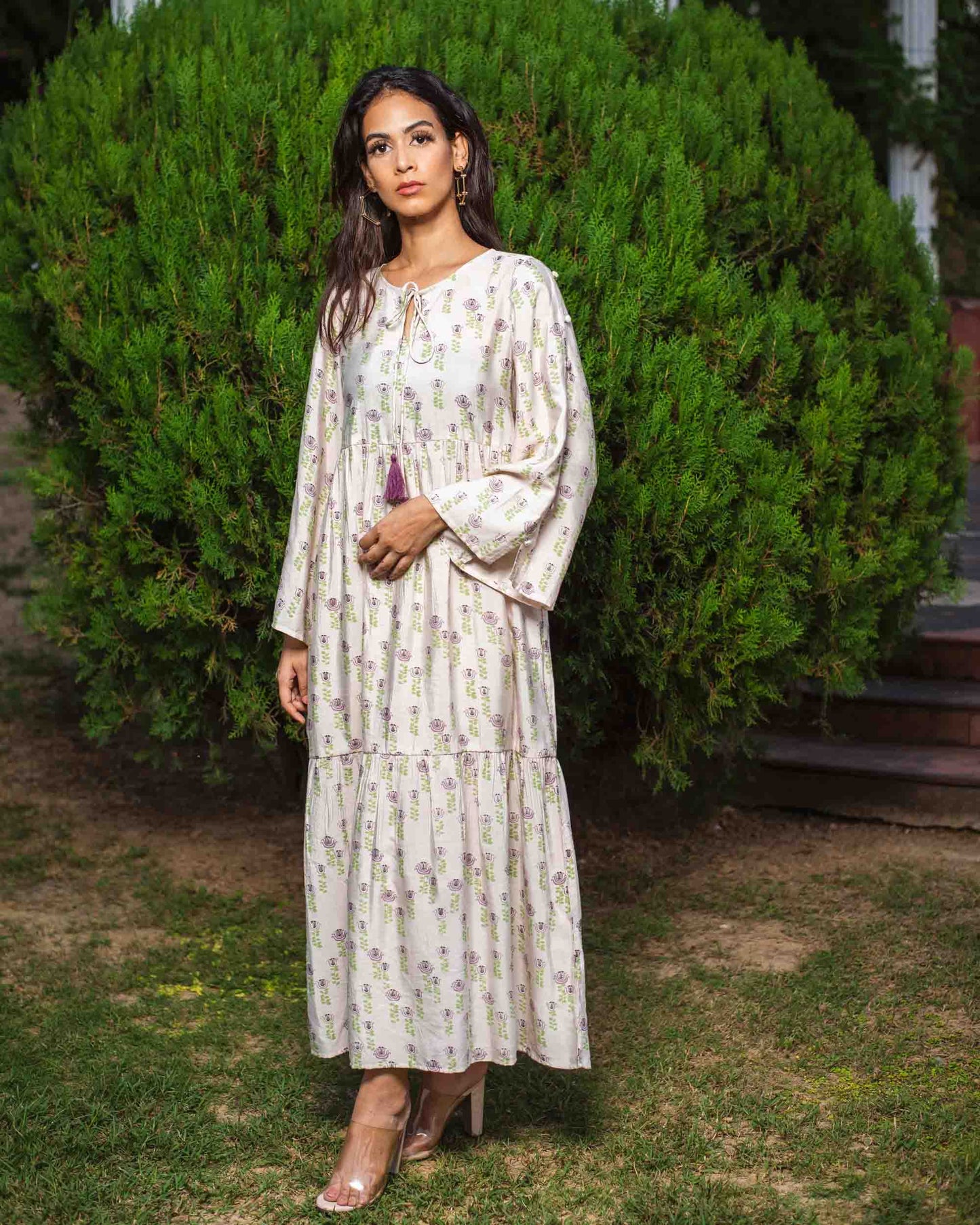 Cotton Silk Tiered Dress