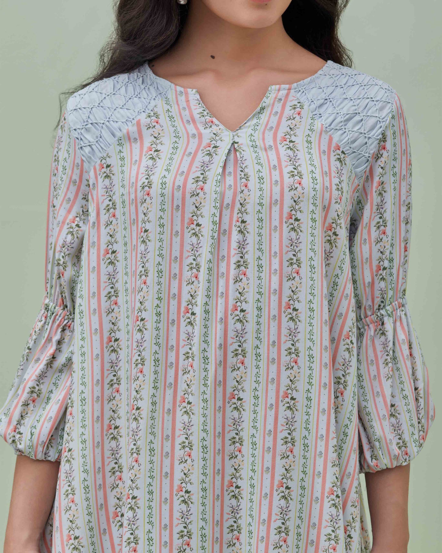 Light Blue Printed Modal Dress