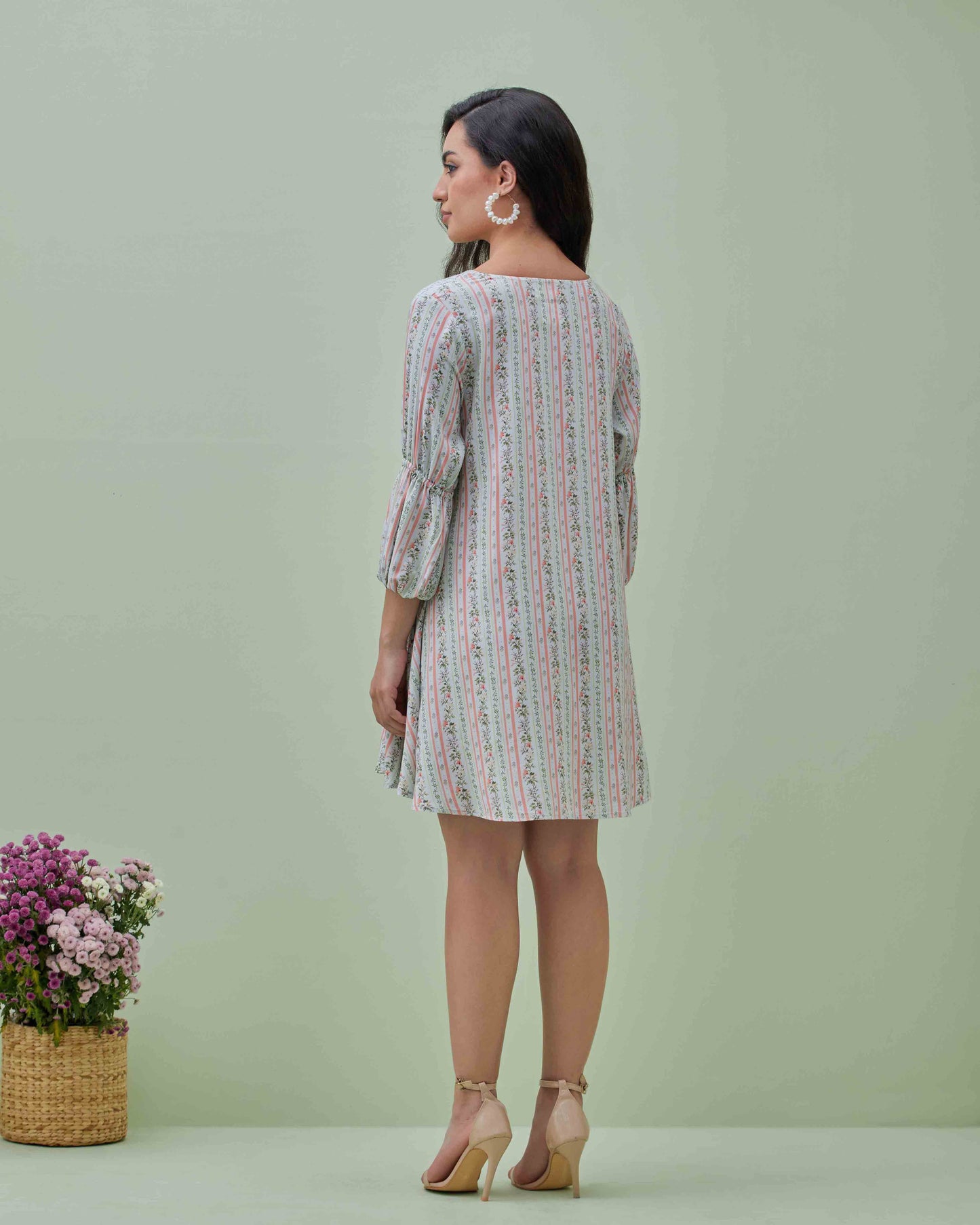 Light Blue Printed Modal Dress