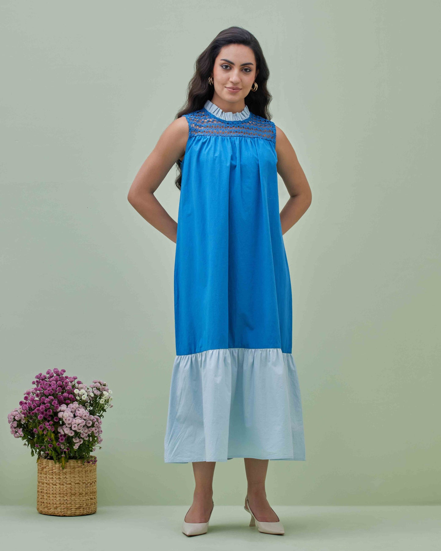 Two Toned Blue Maxi Dress