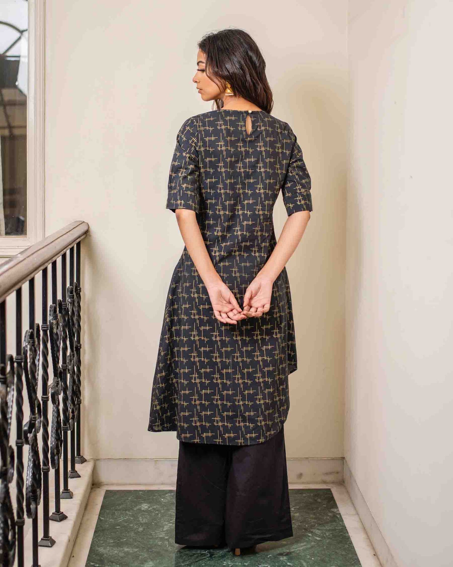 Black Gold Khadi printed Kurta Set