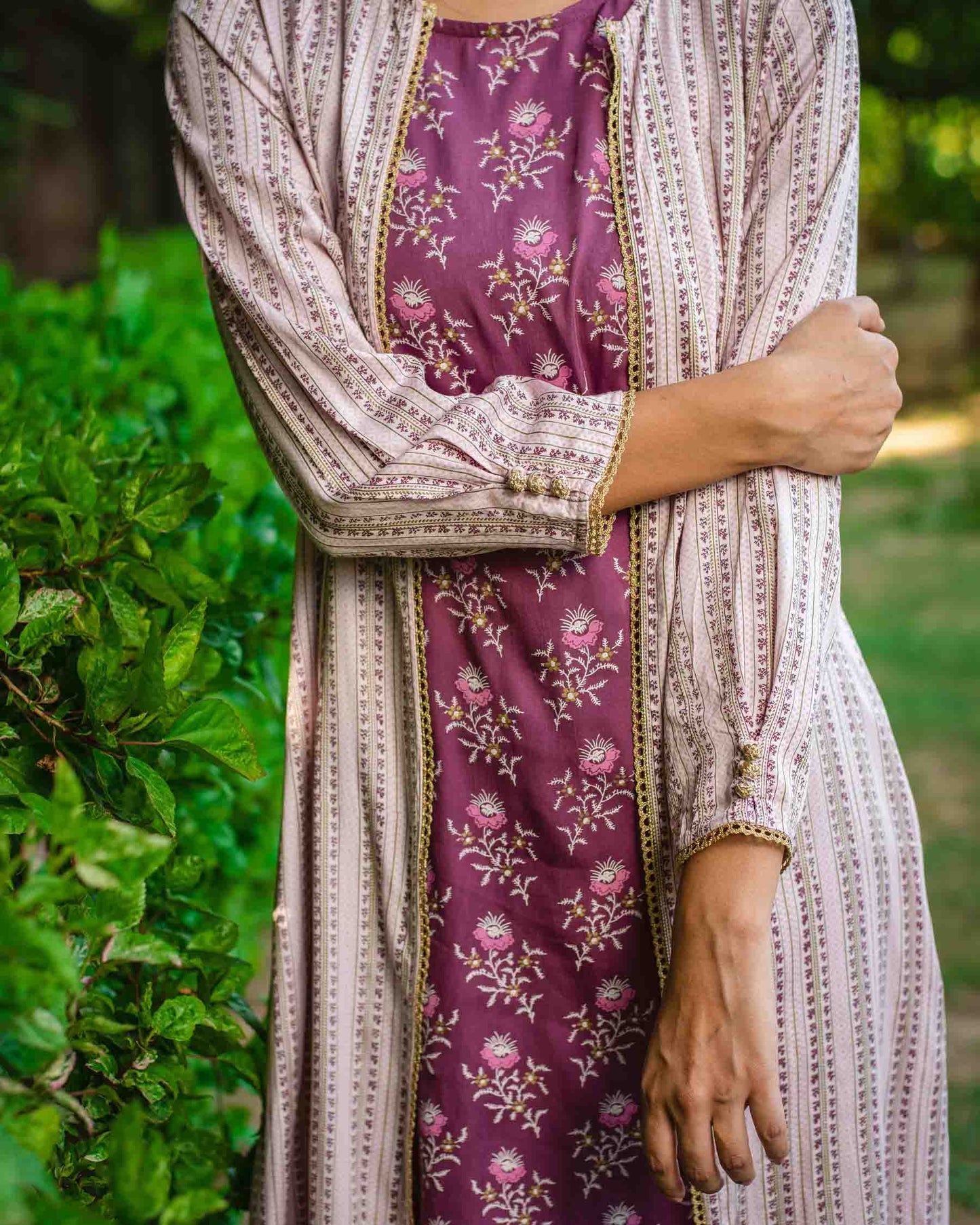 3 Piece Printed Kurta Set with Jacket