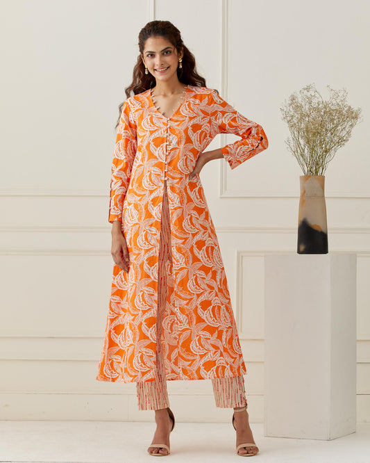 Tropical Printed Kurta Pant Set