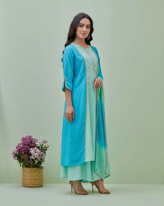 Ocean Breeze Kurta Pant Set with Dupatta
