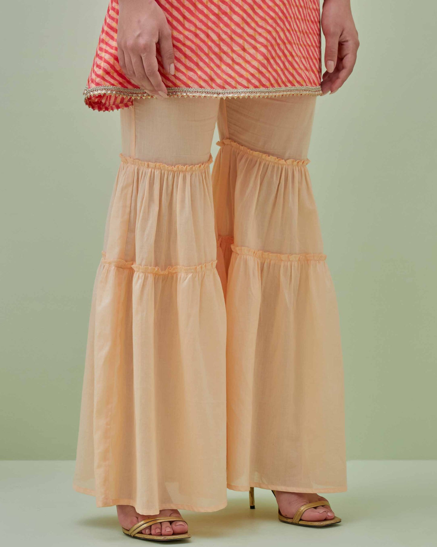 Pink Leheriya Kurta with Sharara Pants