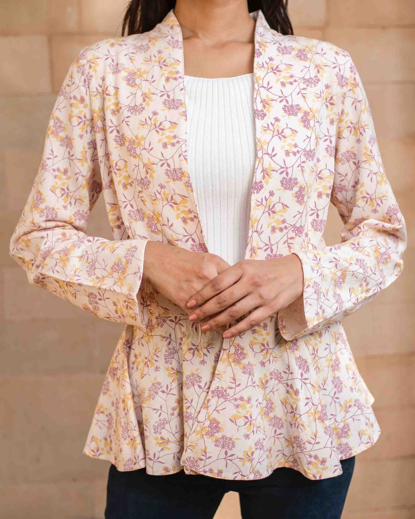 Pink Floral Blazer Jacket