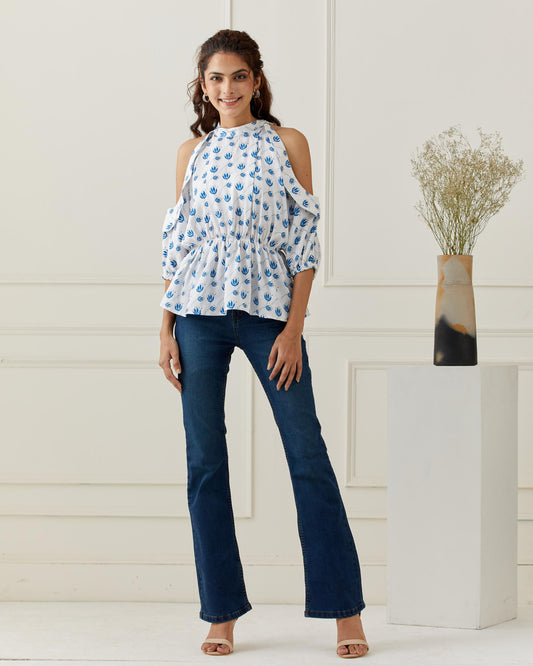 Cold Shoulder Printed Top