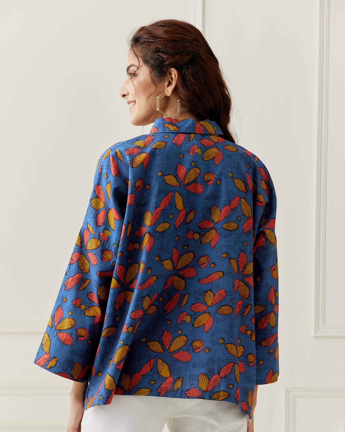 Block Printed Oversize Collar Shirt