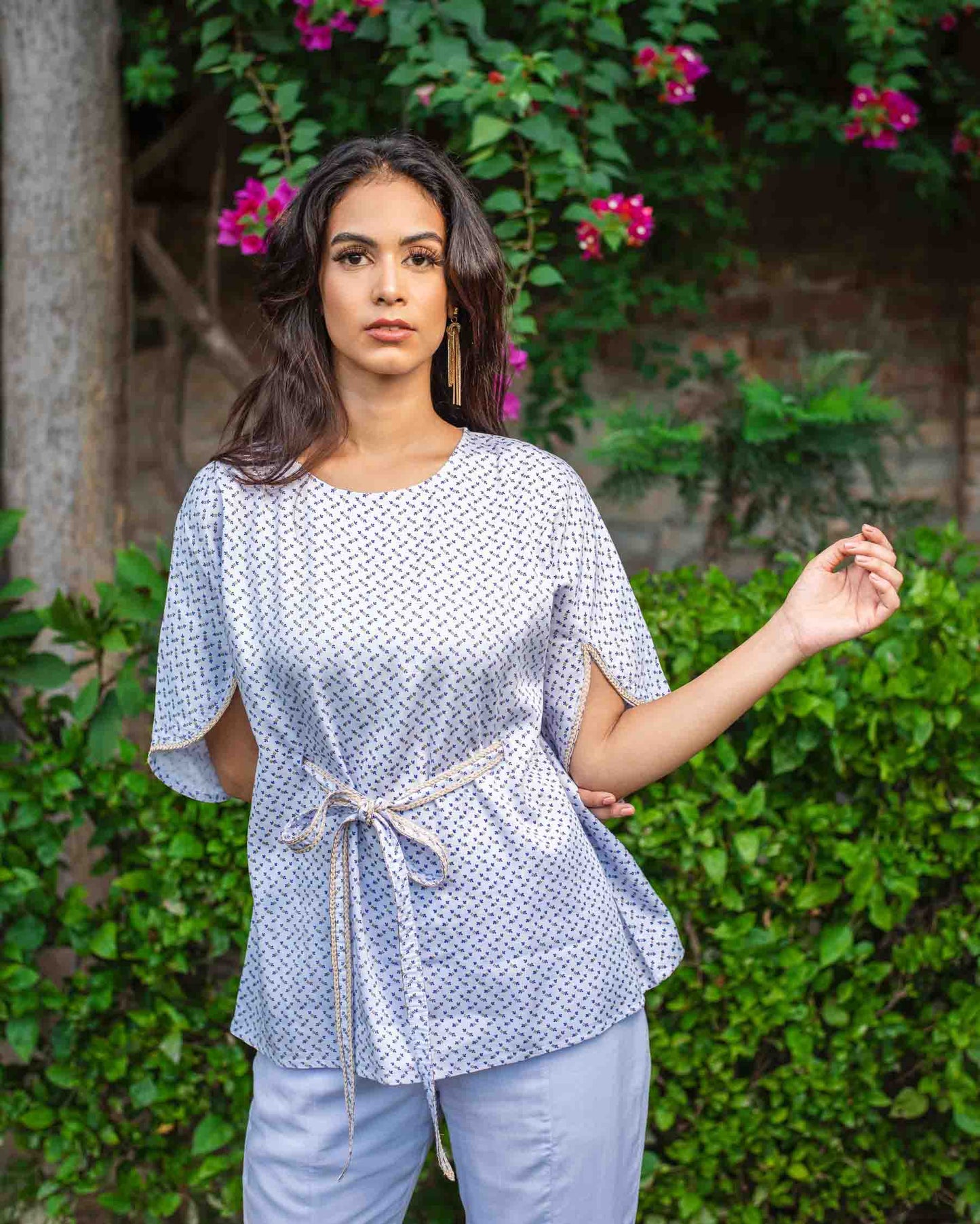 Ditsy Print Kaftan Styled Top