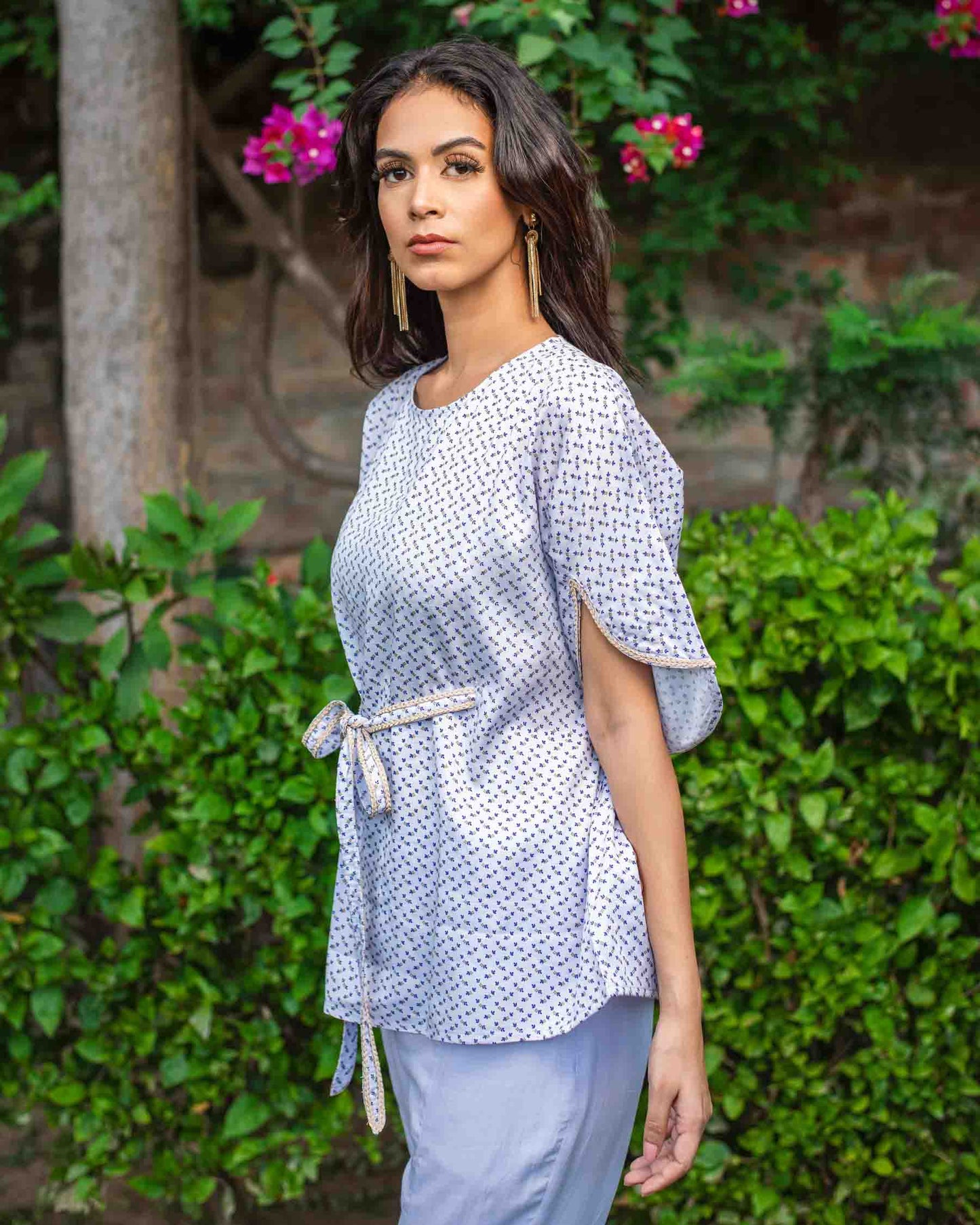 Ditsy Print Kaftan Styled Top