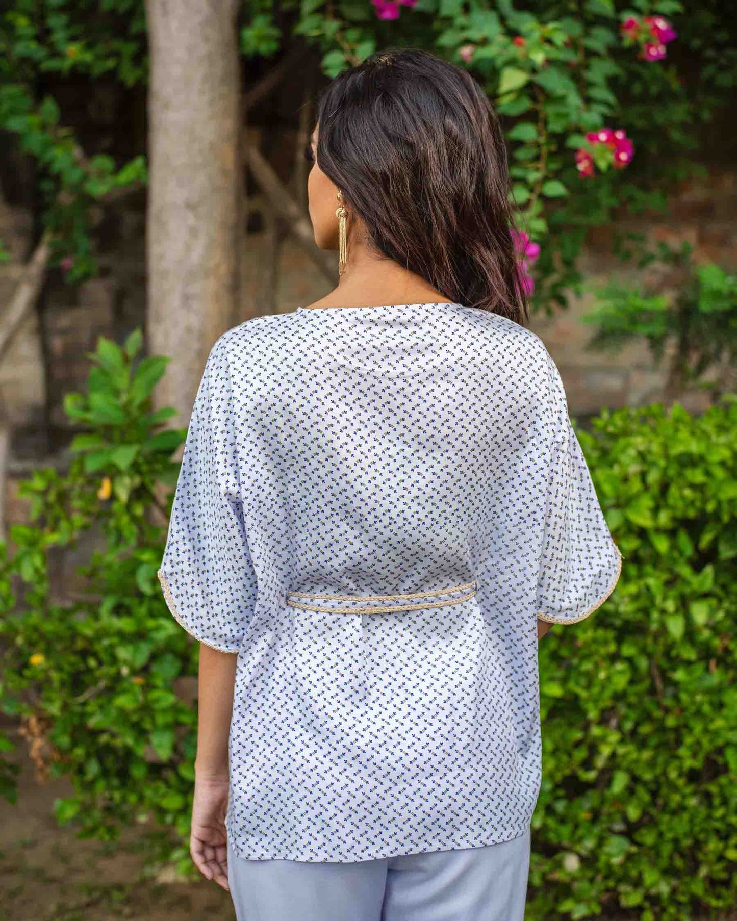 Ditsy Print Kaftan Styled Top