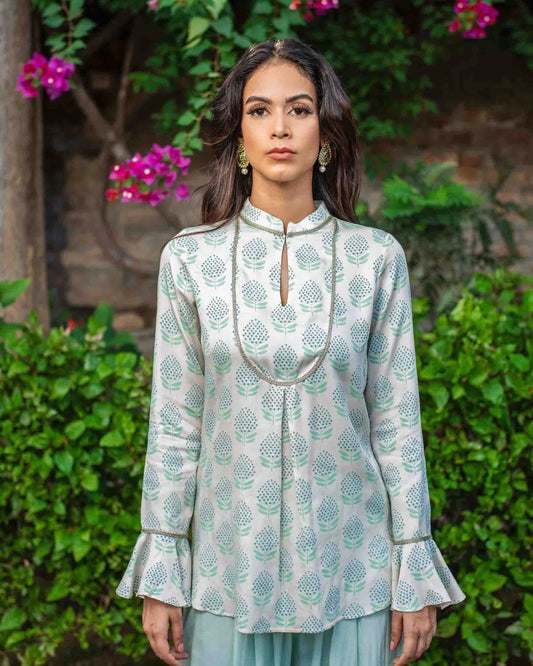 Light Hand Block Print Modal Bell Sleeve Top