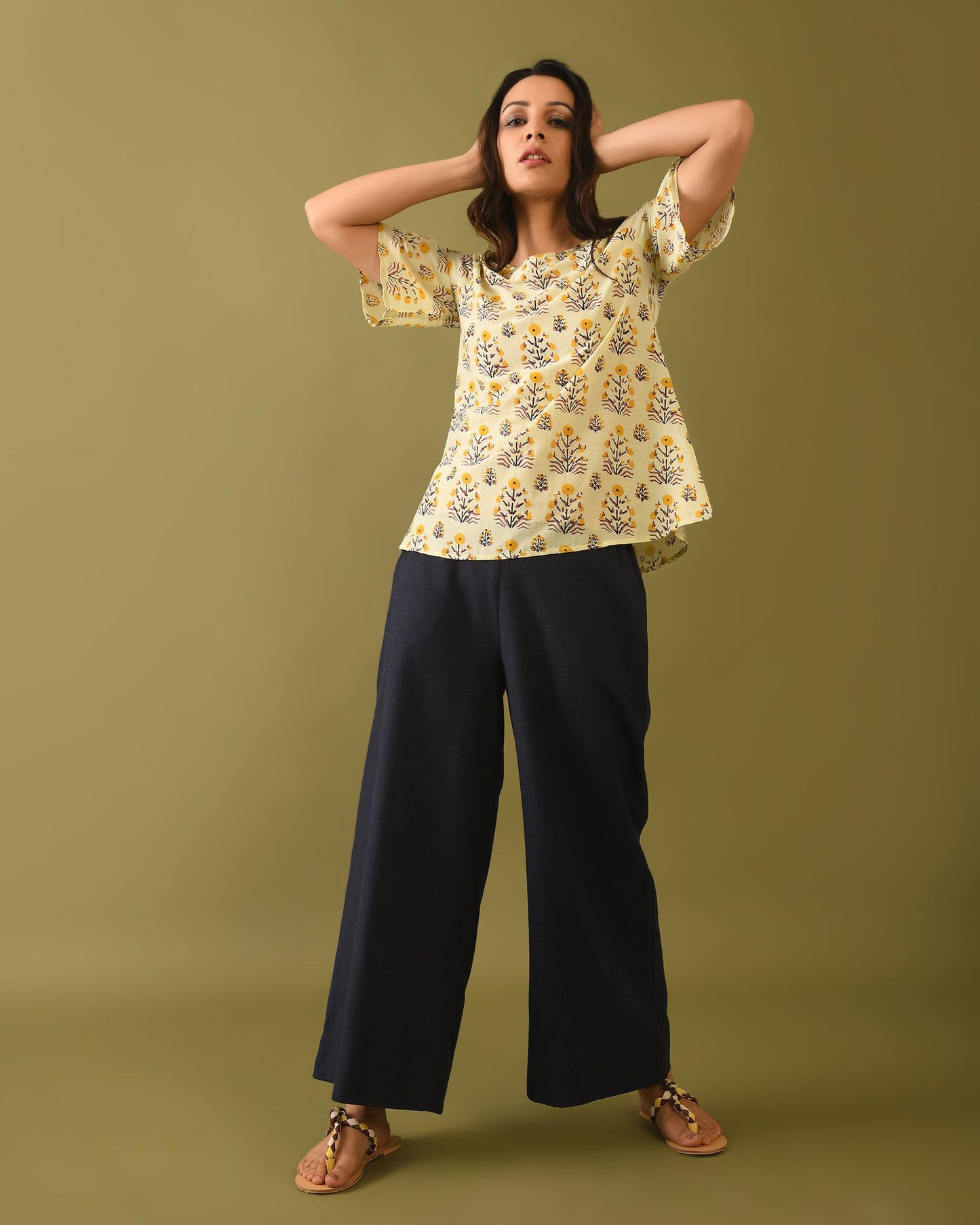 Hand Block Printed Silk Top
