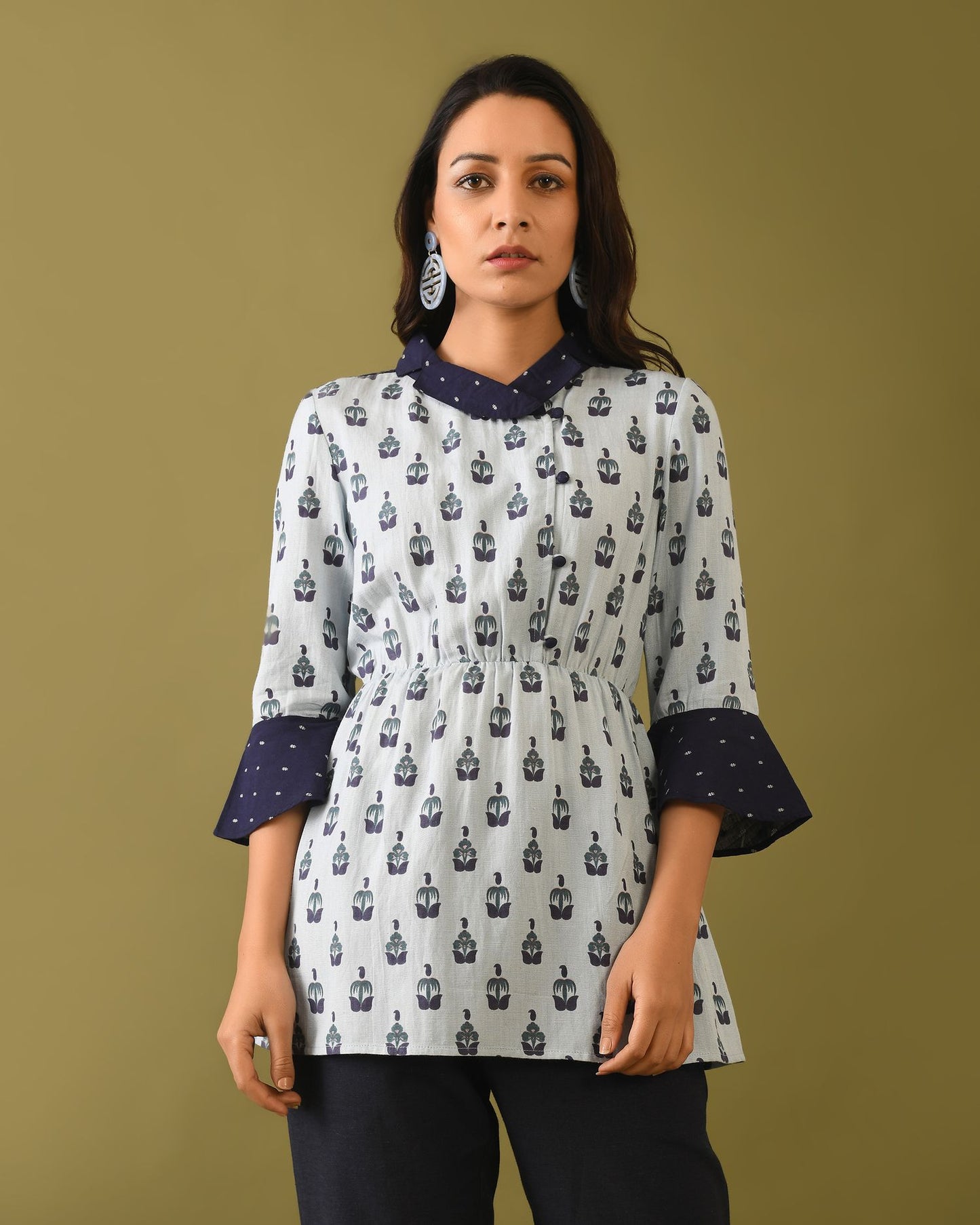 Hand Block Printed Linen Top