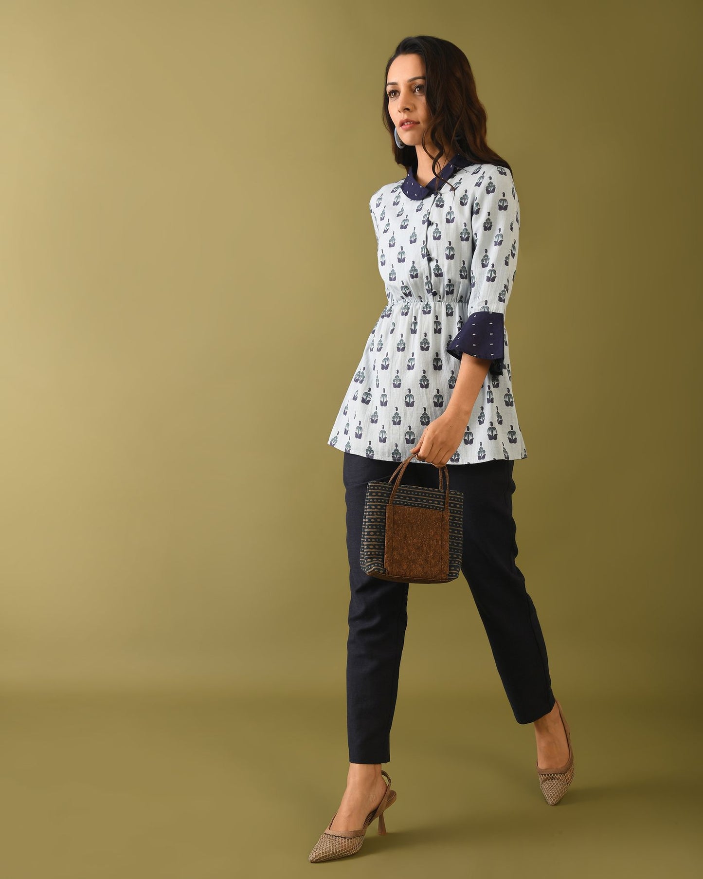 Hand Block Printed Linen Top