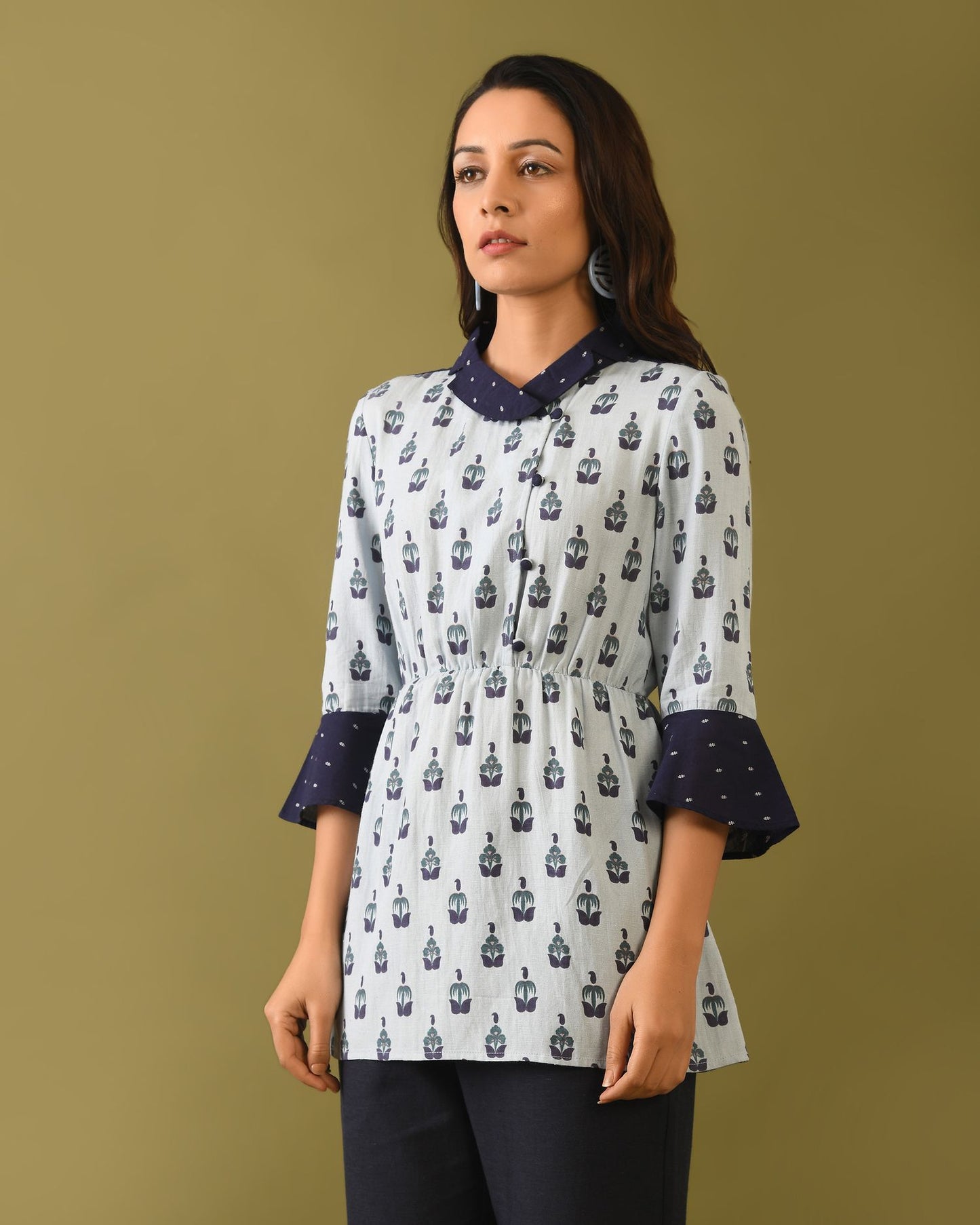 Hand Block Printed Linen Top