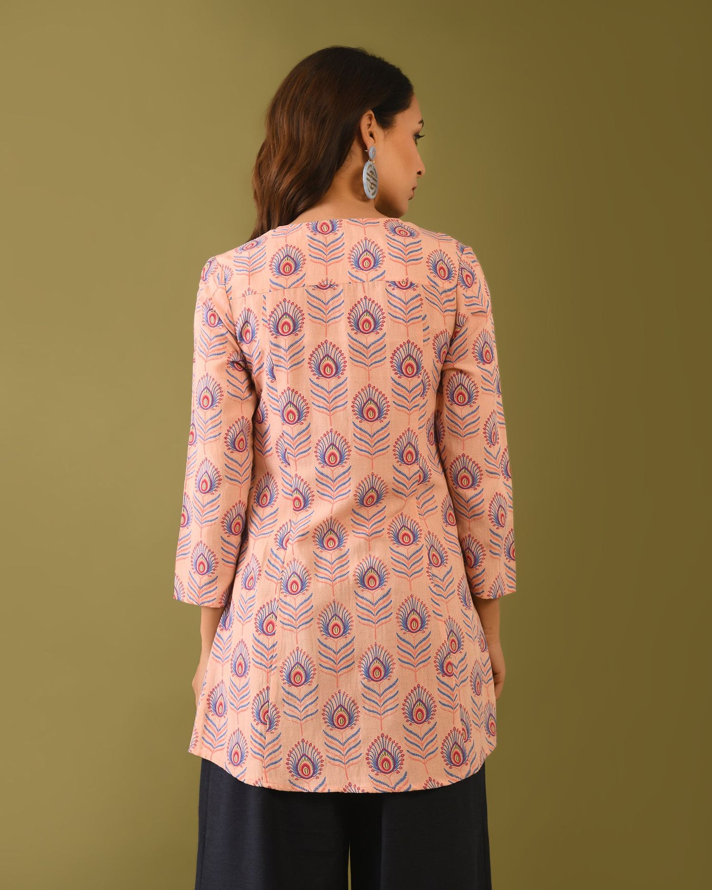 Hand Block Printed Peacock Tunic