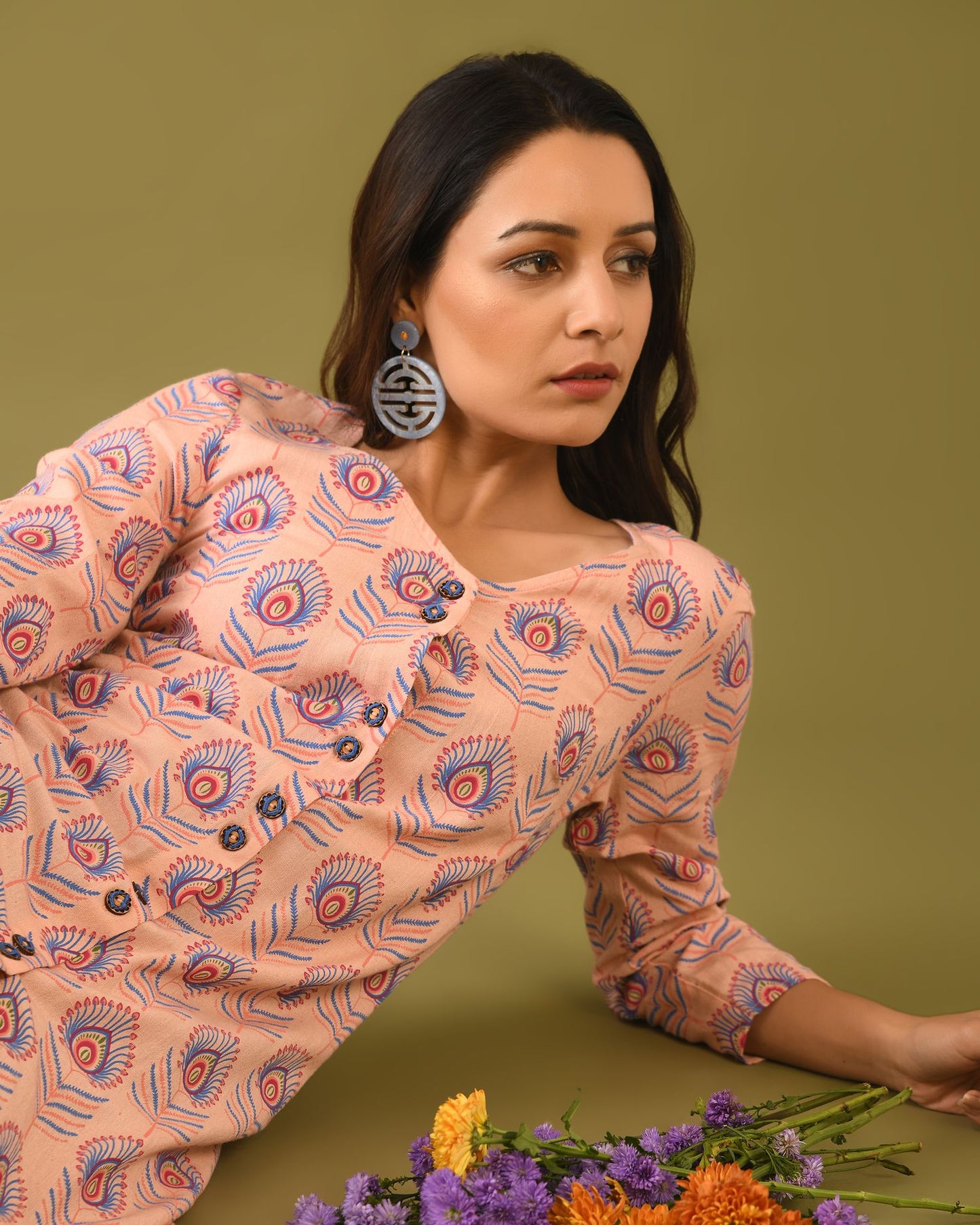 Hand Block Printed Peacock Tunic