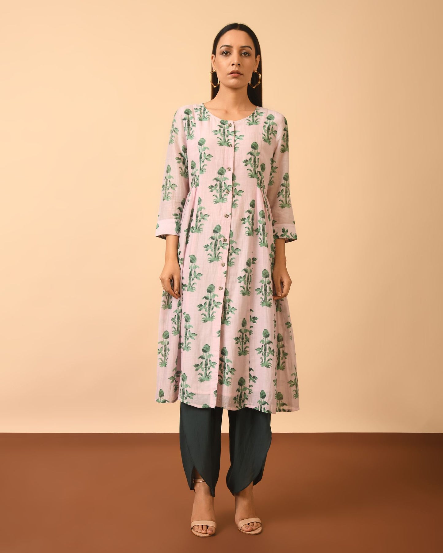 Printed Cotton Silk Kurta and Modal Pant