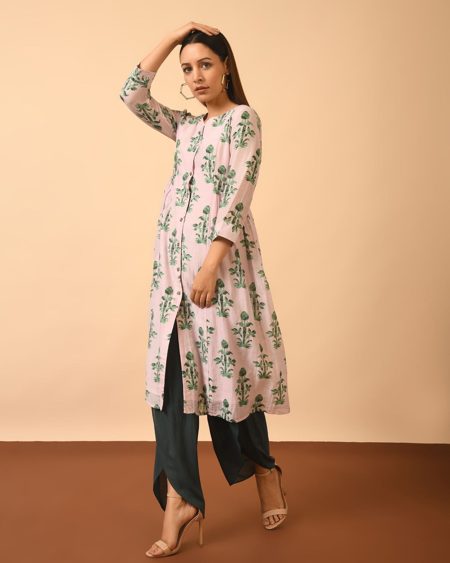 Printed Cotton Silk Kurta and Modal Pant