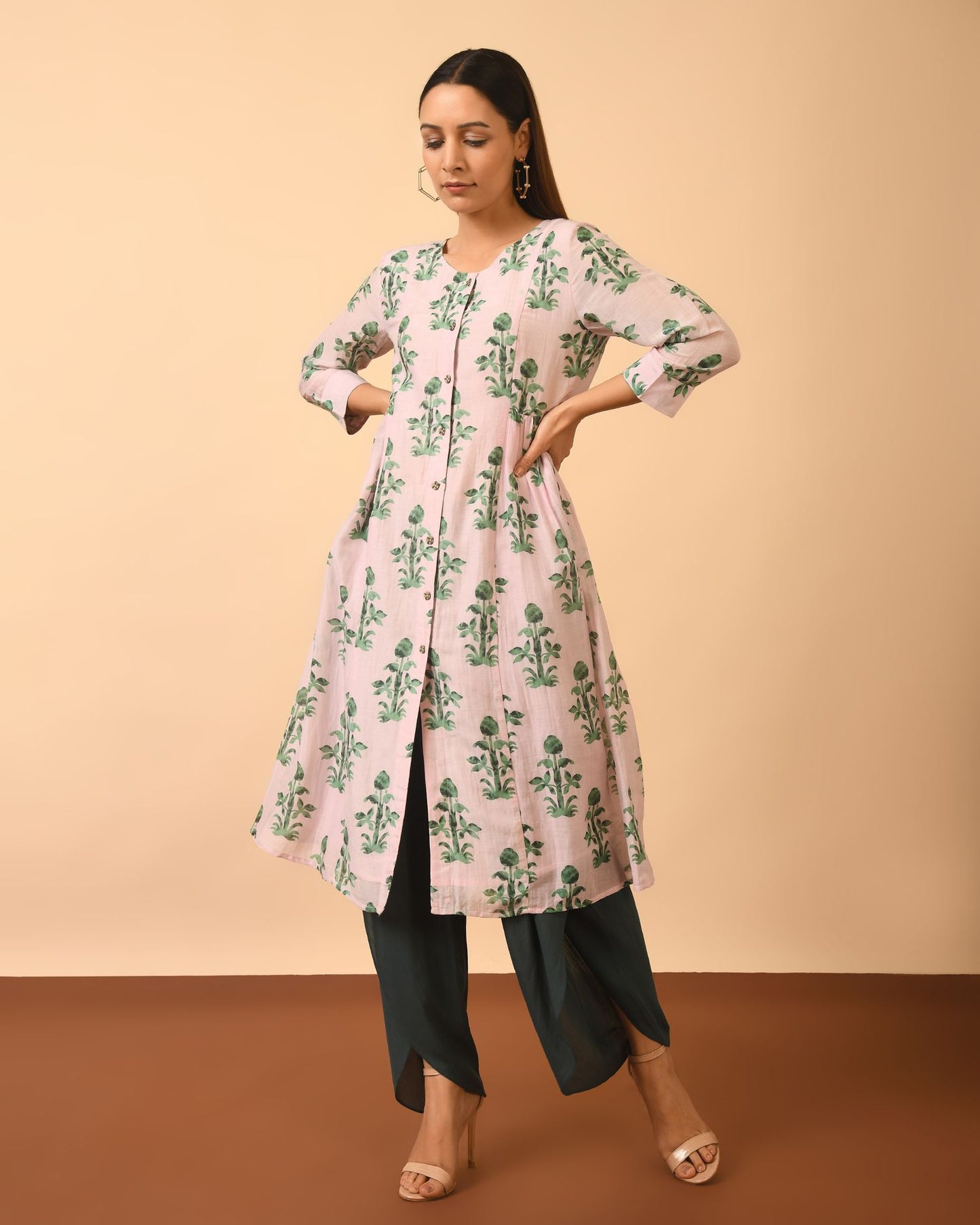 Printed Cotton Silk Kurta and Modal Pant