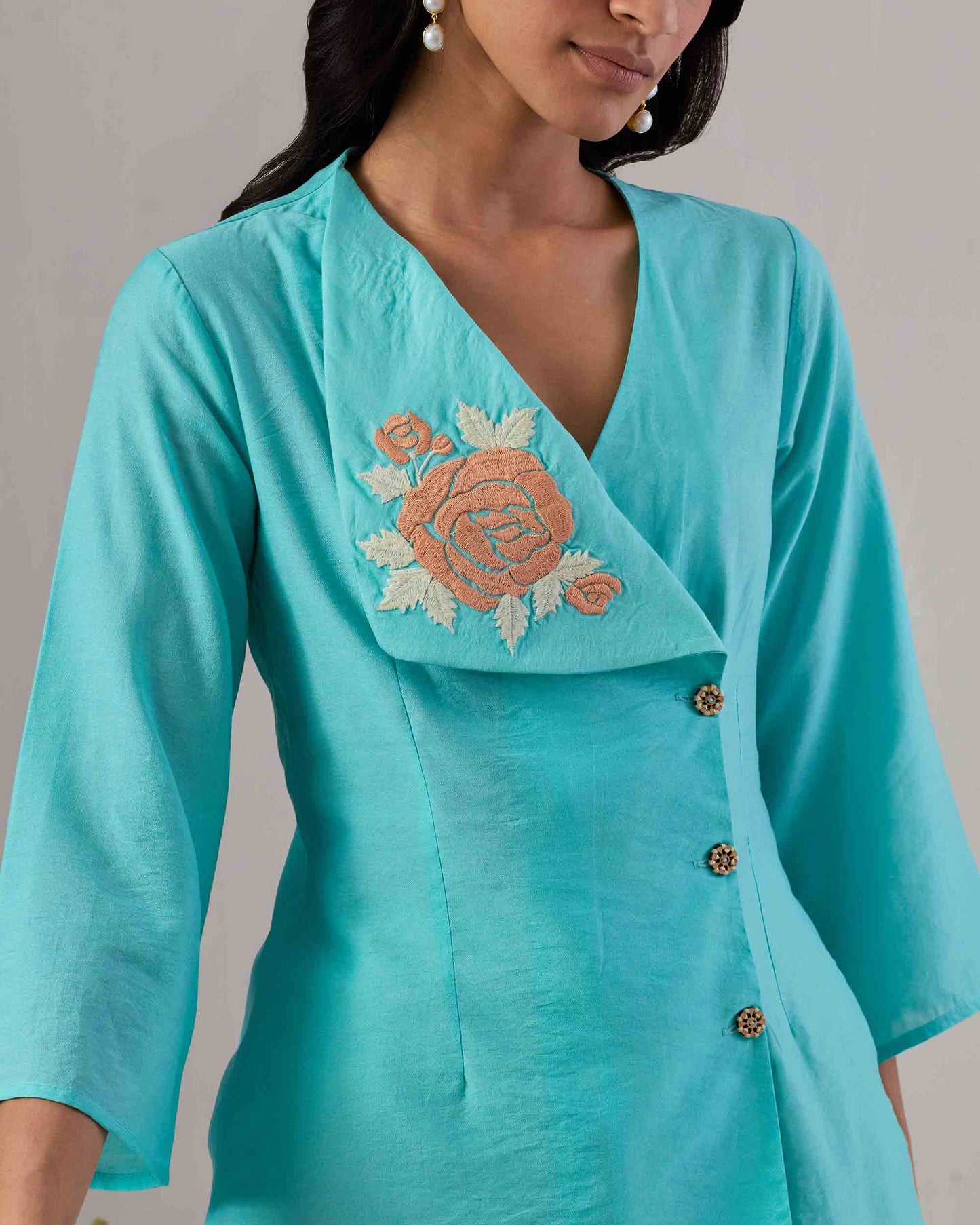 Chanderi Embroidered Shirt & Pant set