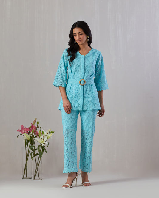 Blue Broderie Anglaise Co-ord set