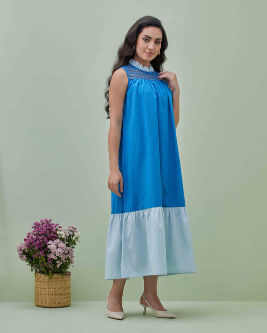Two Toned Blue Maxi Dress