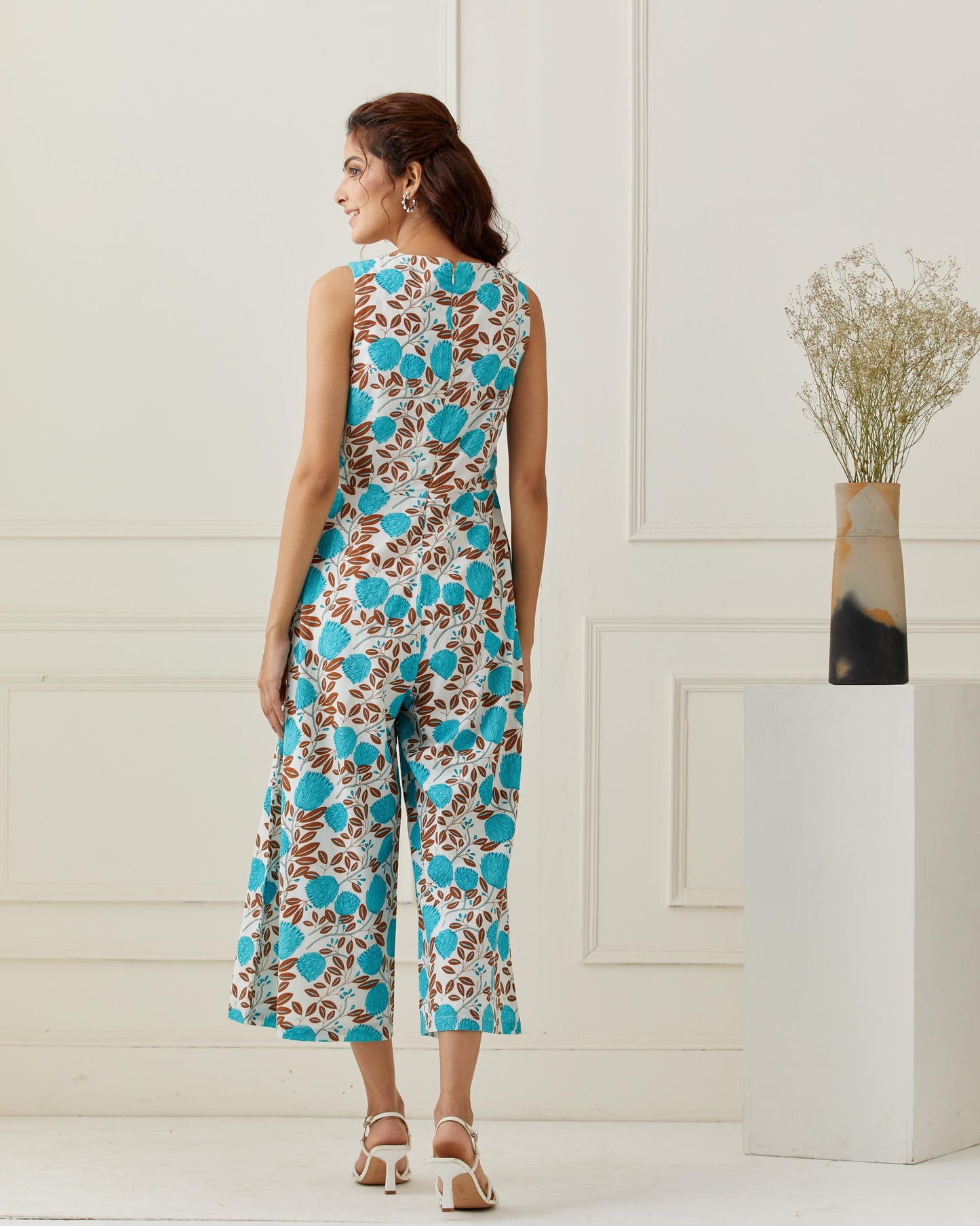 Cotton Block Printed Jumpsuit