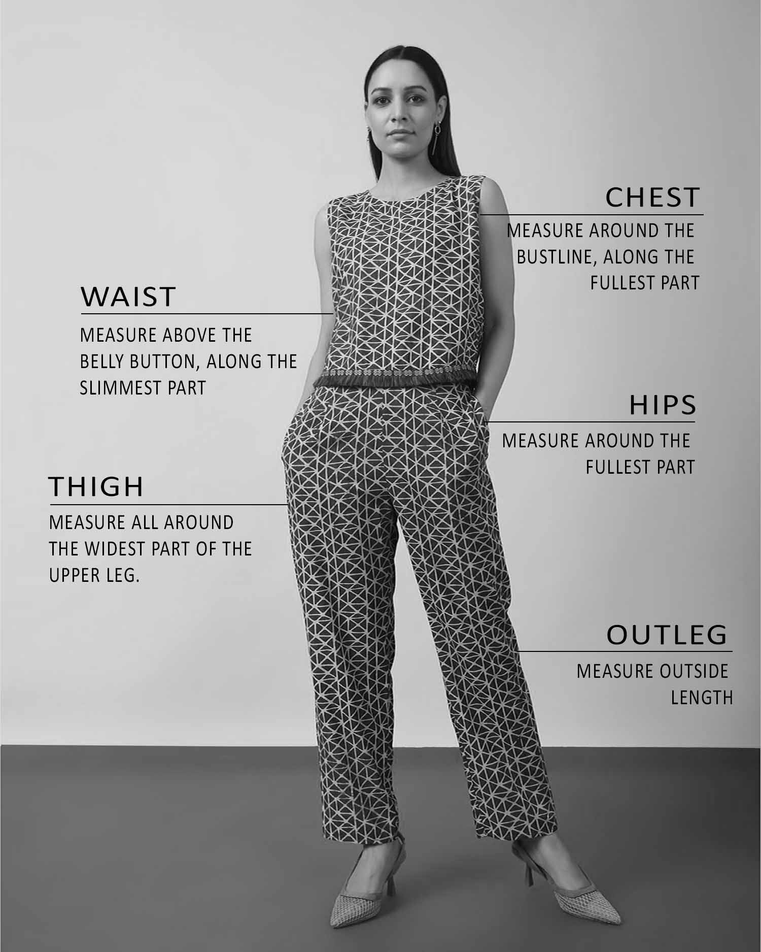 how to measure a garment ladies womenswear